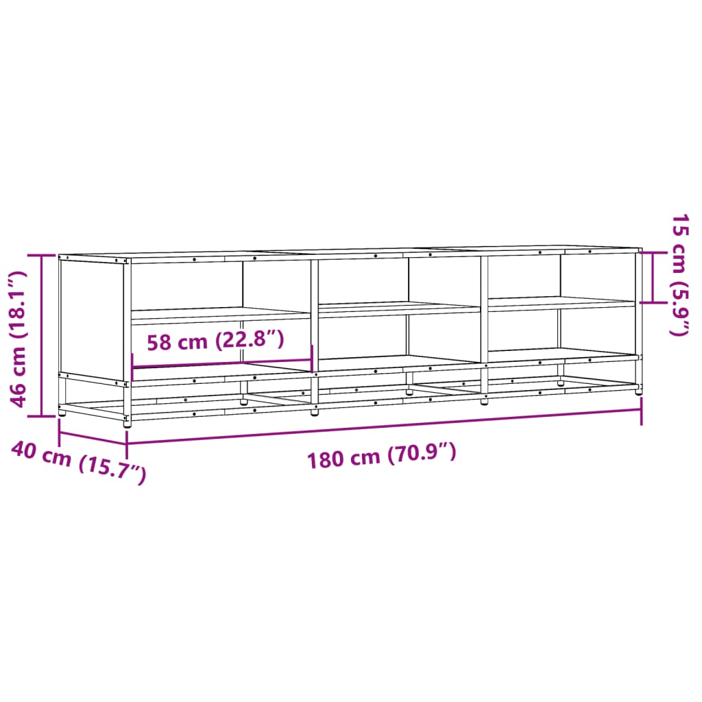 Tv-bänk sonoma ek 180x40x46 cm konstruerat trä