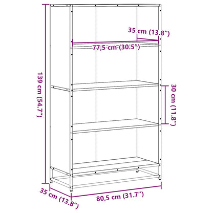 Bokhylla sonoma-ek 80,5x35x139 cm konstruerat trä