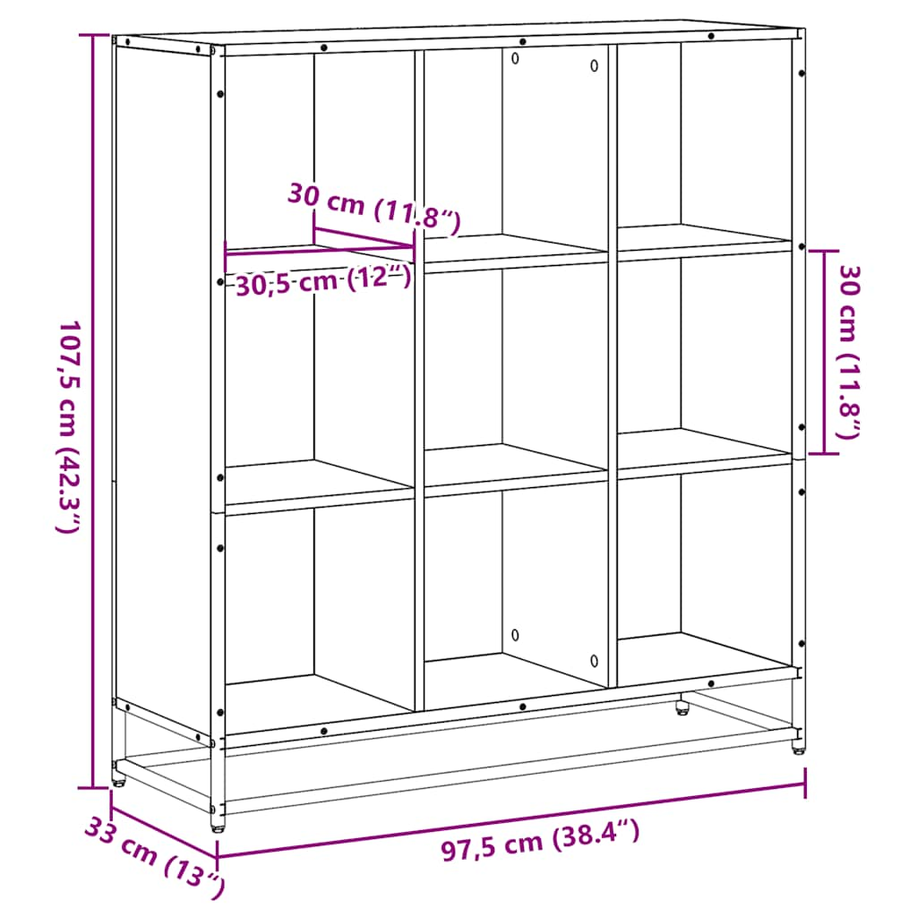 Bokhylla svart 97,5x33x107,5 cm konstruerat trä och metall