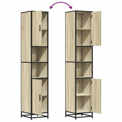 Badrumsskåp sonoma-ek 35x37,5x188,5 cm konstruerat trä & metall