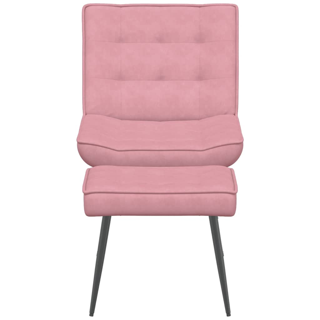 Vilstol med fotpall rosa sammet