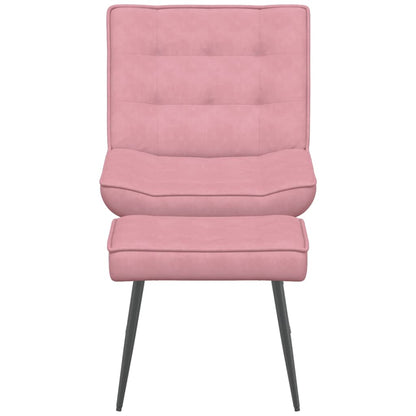 Vilstol med fotpall rosa sammet