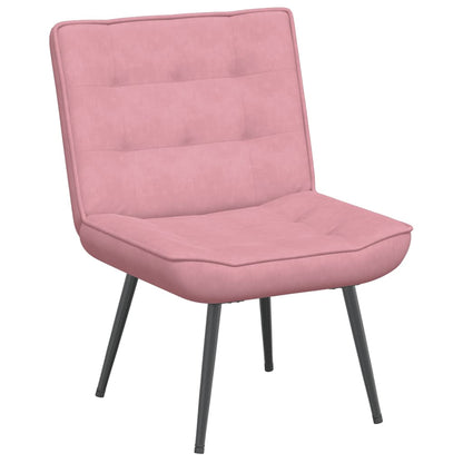 Vilstol med fotpall rosa sammet