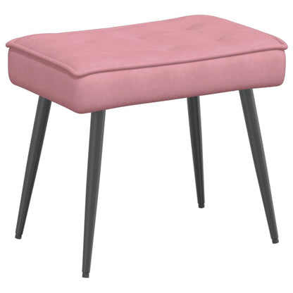 Vilstol med fotpall rosa sammet