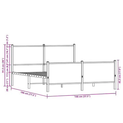 Sängram utan madrass metall sonoma-ek 140x190 cm