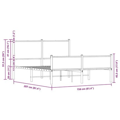 Sängram utan madrass metall sonoma-ek 150x200 cm