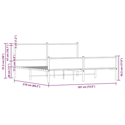 Sängram utan madrass metall sonoma-ek 183x213 cm