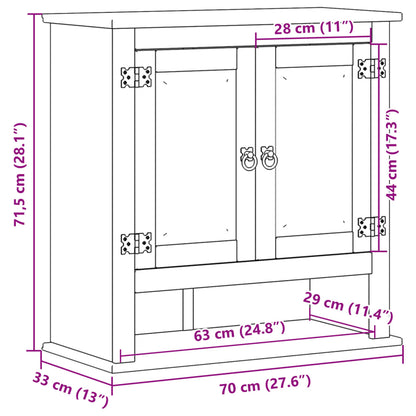 Väggmonterat badrumsskåp Corona 70x33x71,5 cm massiv furu