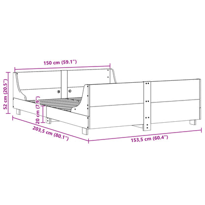 Sängram utan madrass 150x200 cm massiv furu