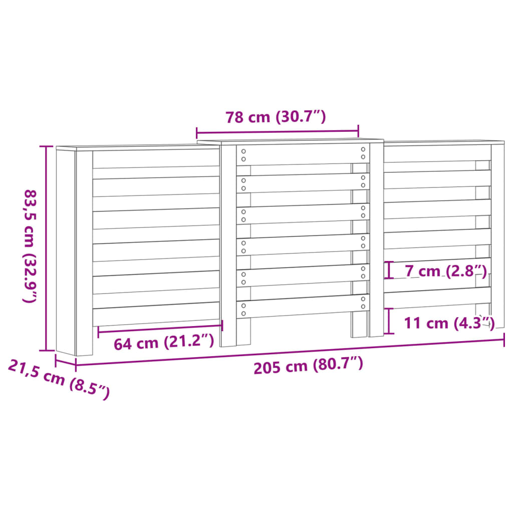 Elementskydd sonoma-ek 205x21,5x83,5 cm konstruerat trä