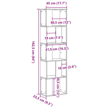 Bokhylla 5 hyllplan sonoma-ek 45x23,5x162,5 cm konstruerat trä