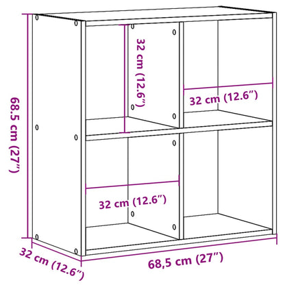 Bokhylla åldrat trä 68,5x32x68,5 cm konstruerat trä