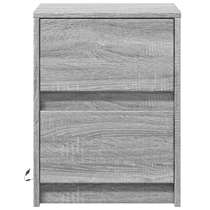 Sängbord med LED-lampor 2 st grå sonoma konstruerat trä