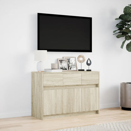 Tv-bänk med LEDs sonoma-ek 91x34x61 cm konstruerat trä