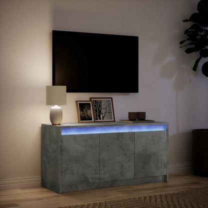 Tv-bänk med LEDs betonggrå 100x34x50 cm konstruerat trä