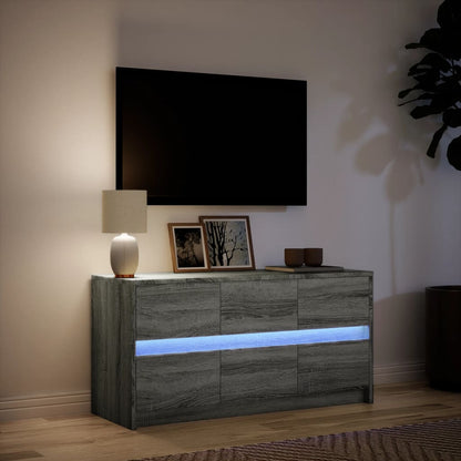 Tv-bänk med LEDs grå sonoma 100x34x50 cm konstruerat trä