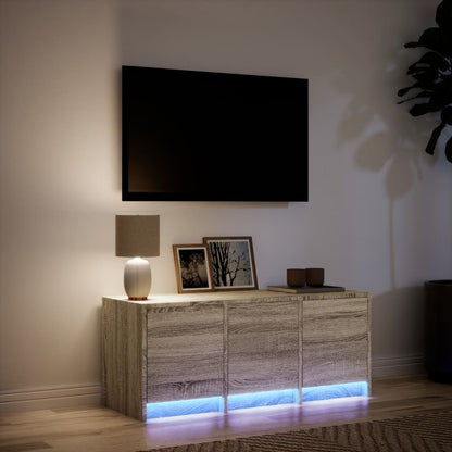 Tv-bänk med LEDs sonoma-ek 97x34x40 cm konstruerat trä