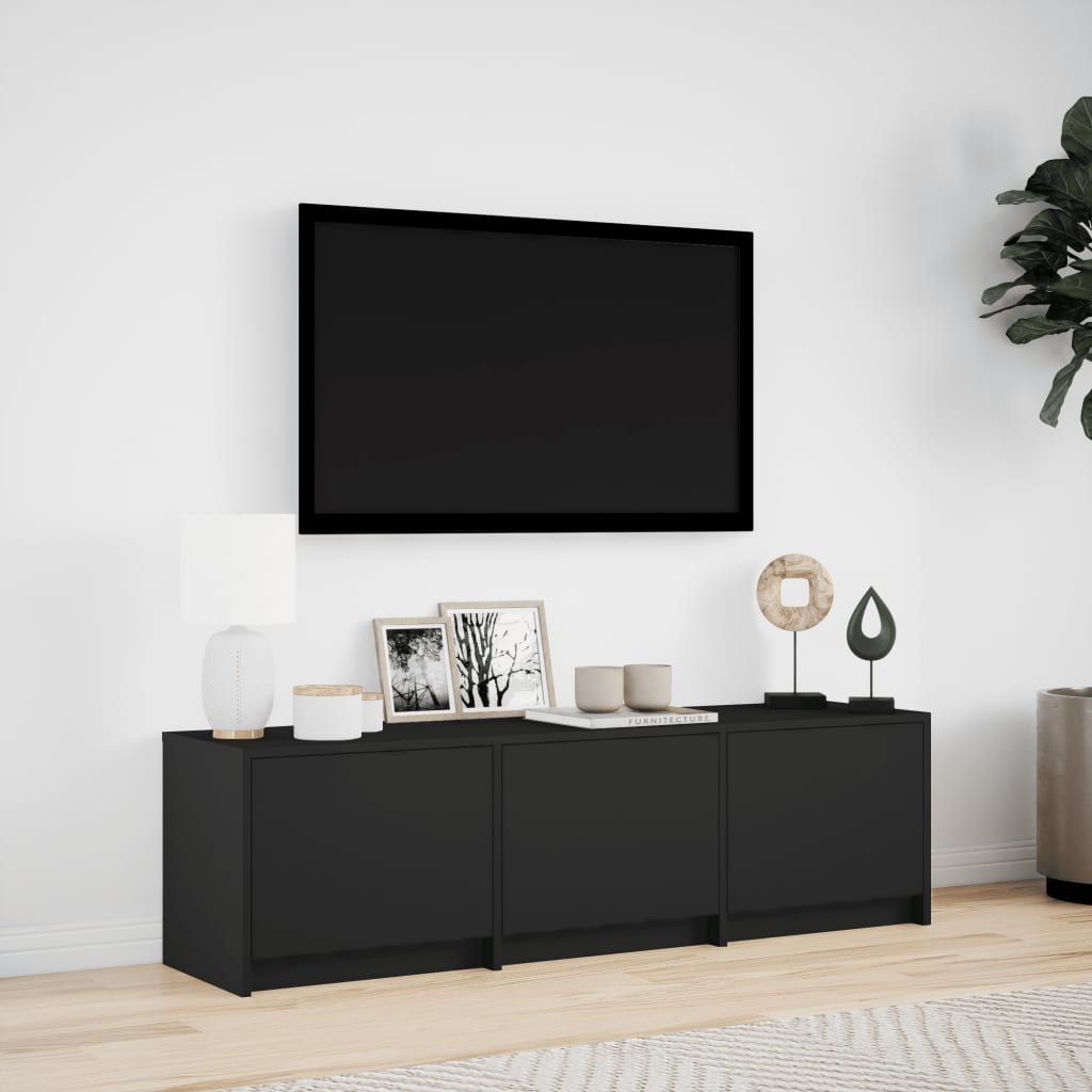 Tv-bänk med LEDs svart 140x34x40 cm konstruerat trä