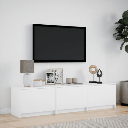 Tv-bänk med LEDs vit 165x34x40 cm konstruerat trä