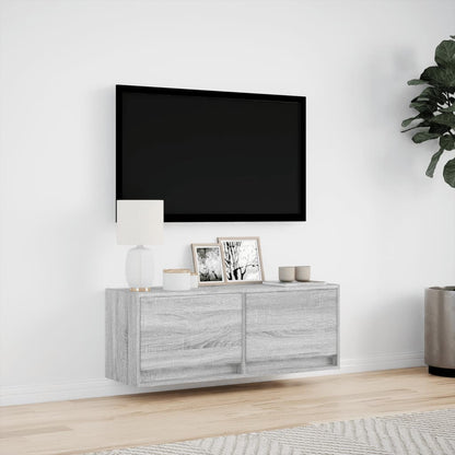 Väggmonterad tv-bänk LED grå sonoma 100x31x35 cm