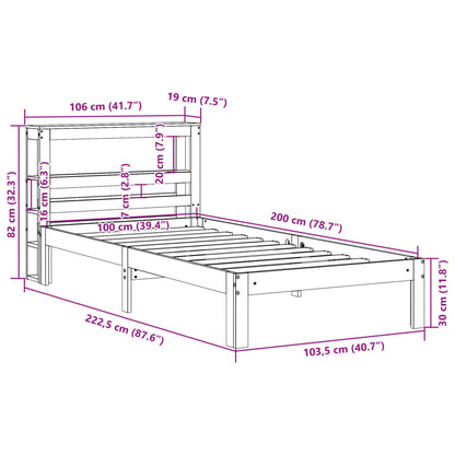 Sängram utan madrass vaxbrun 100x200 cm massiv furu