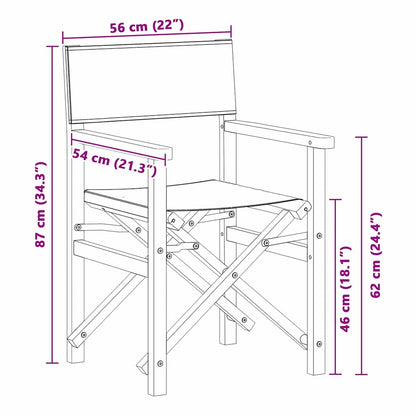 Hopfällbar regissörsstol Grå 56 x 54 x 87 cm Massivt teakträ
