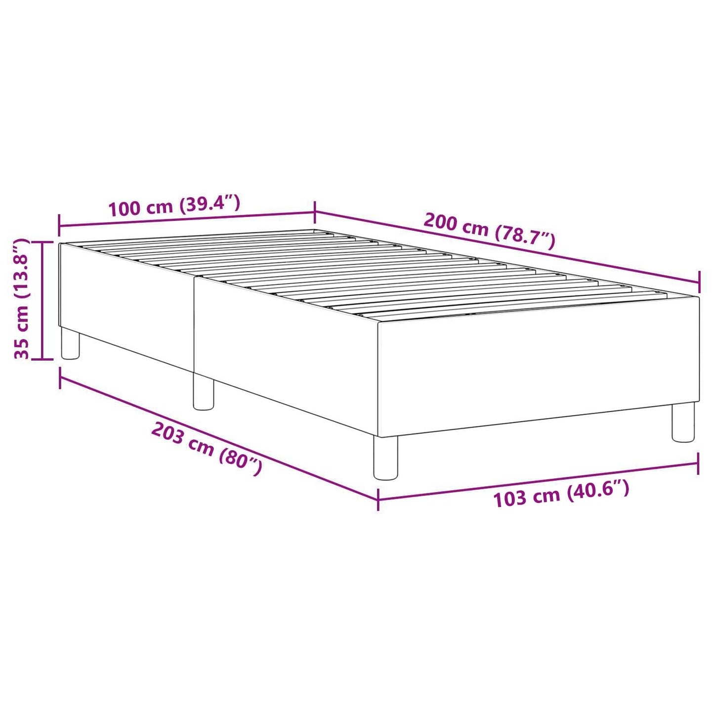 Plattform sängram Grågrön 100 x 200 cm tyg