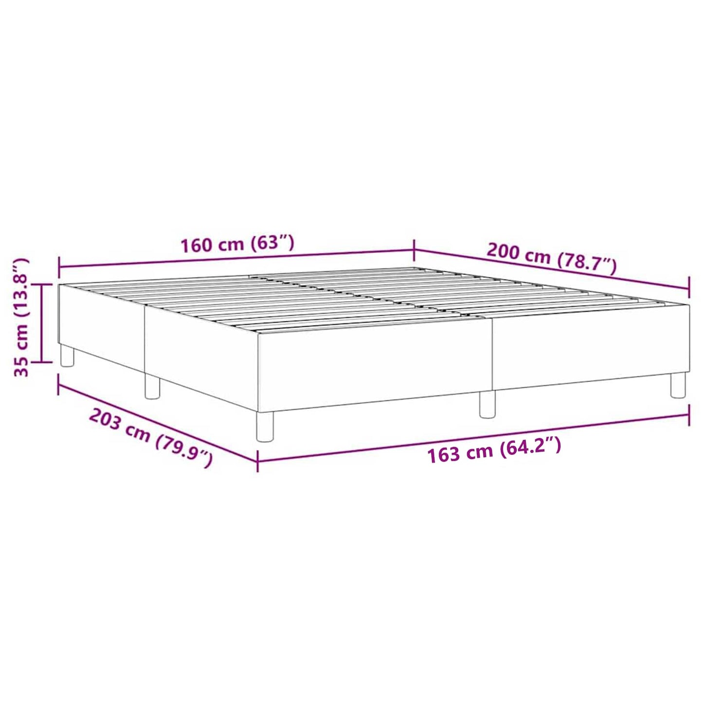 Plattform sängram Blå 160 x 200 cm tyg