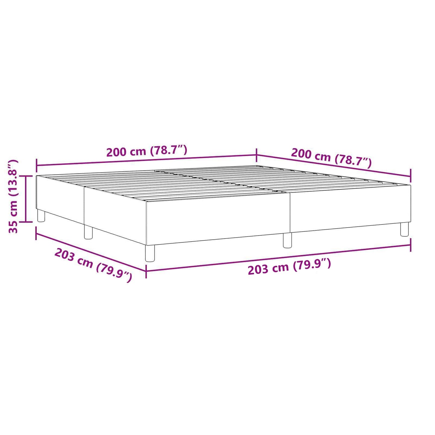 Plattform sängram Blå 200 x 200 cm tyg