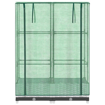 Odlingslåda med växthusöverdrag rottinglook 80x40x123 cm