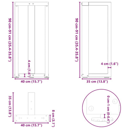 Barbordsben T-formad 2 st svart 40x35x(90-91) cm stål