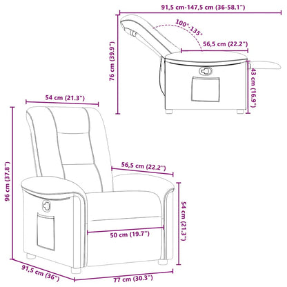 Reclinerfåtölj ljusgrå tyg