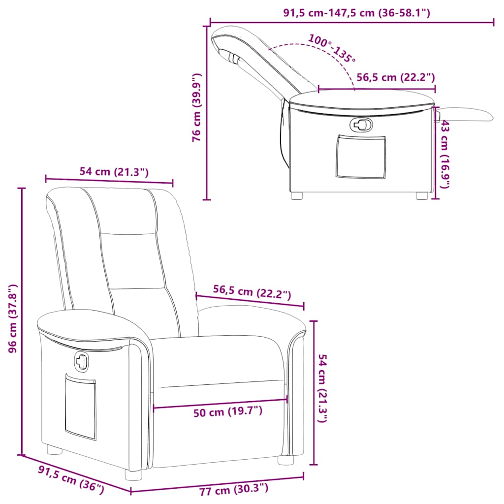 Reclinerfåtölj svart tyg