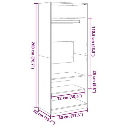 Garderob vit 80x50x200 cm konstruerat trä