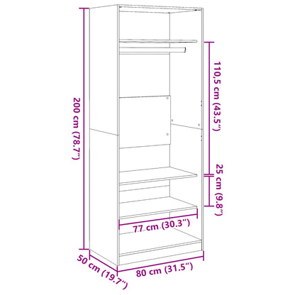 Garderob svart 80x50x200 cm konstruerat trä