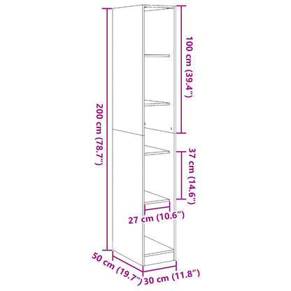 Garderob vit 30x50x200 cm konstruerat trä