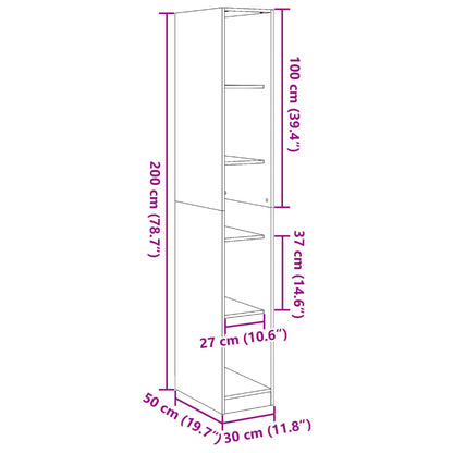 Garderob betonggrå 30x50x200 cm konstruerat trä