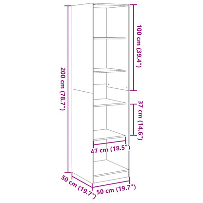 Garderob svart 50x50x200 cm konstruerat trä