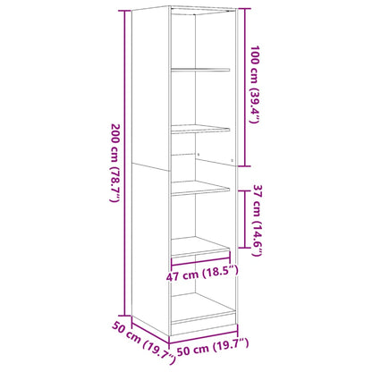 Garderob betonggrå 50x50x200 cm konstruerat trä