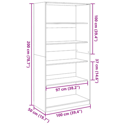 Klädskåp rökfärgad ek 100x50x200 cm konstruerat trä