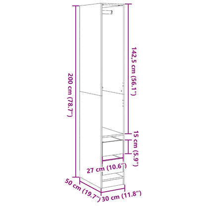 Garderob sonoma-ek 30x50x200 cm konstruerat trä