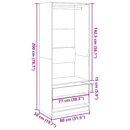 Garderob sonoma-ek 80x50x200 cm konstruerat trä