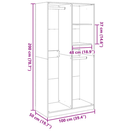 Garderob sonoma-ek 100x50x200 cm konstruerat trä