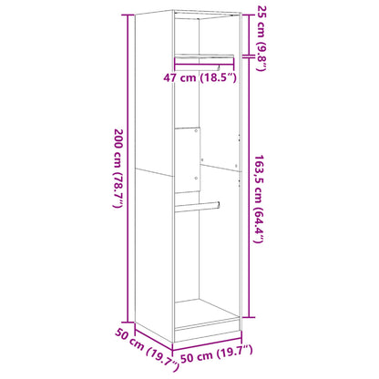 Garderob vit 50x50x200 cm konstruerat trä