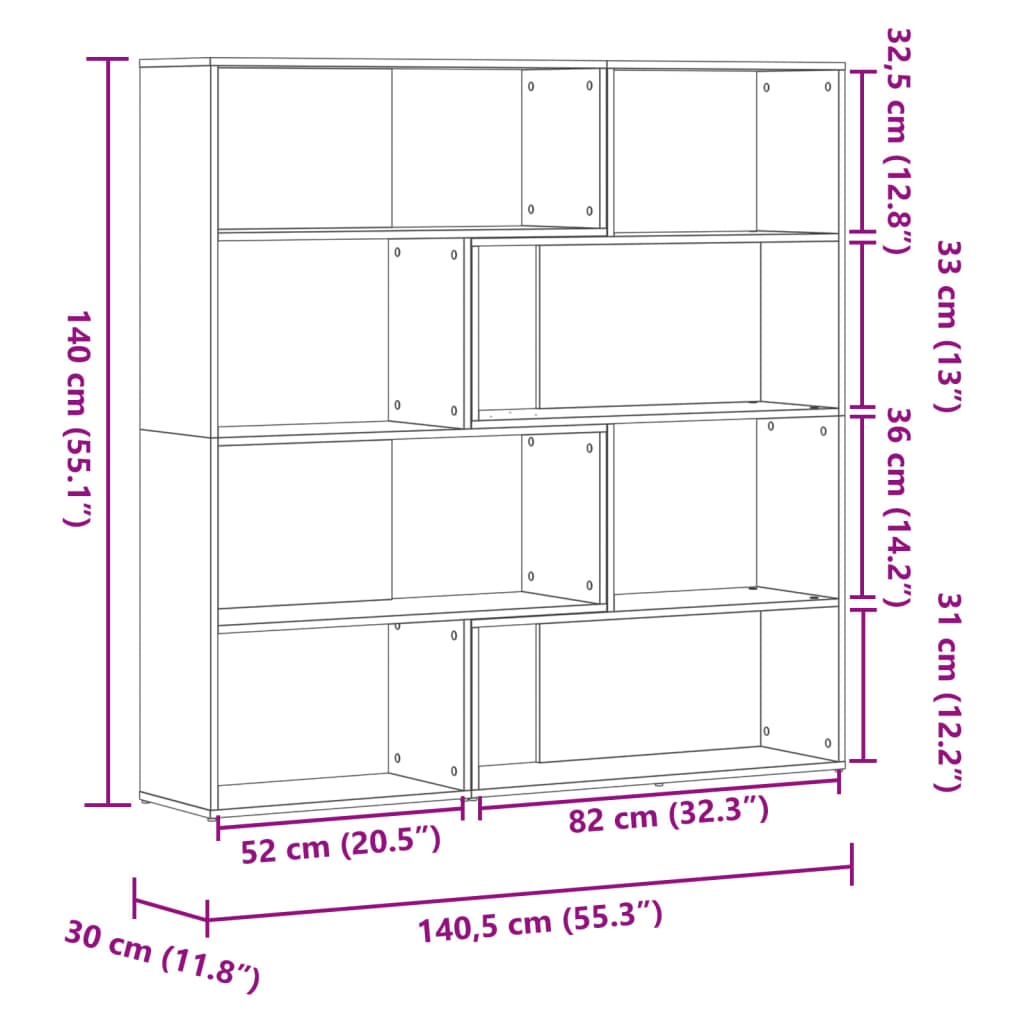 Bokhylla hörn 4 hyllplan vit 85x85x140 cm konstruerat trä