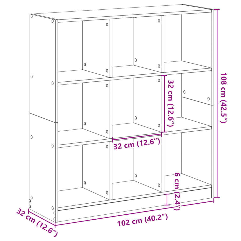 Bokhylla svart 102x32x108 cm konstruerat trä