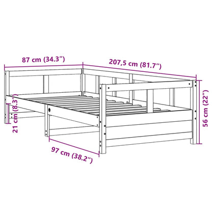 Dagbädd utan madrass vaxad brun 80x200 cm massiv furu