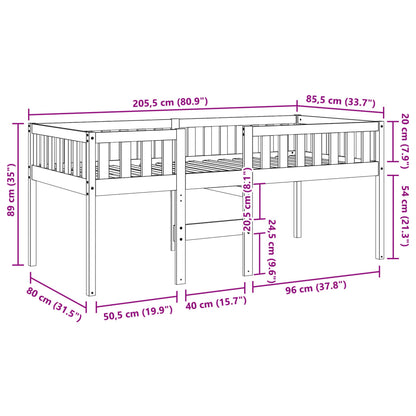 Barnsäng utan madrass 80x200 cm massiv furu