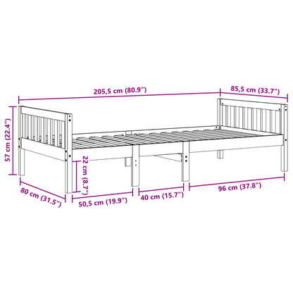 Barnsäng utan madrass vaxbrun 80x200 cm massiv furu