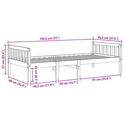 Barnsäng utan madrass vit 90x190 cm massiv furu